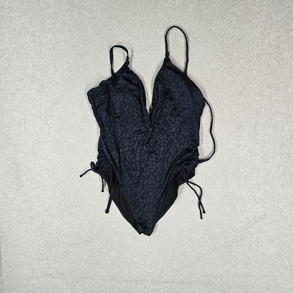 Mynah Women Swimwear XL Black Nylon Polyester One-Piece Swimsuit Animal NWT